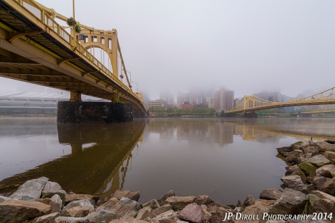 Fog and Rocks - Pittsburgh Skyline Photograph